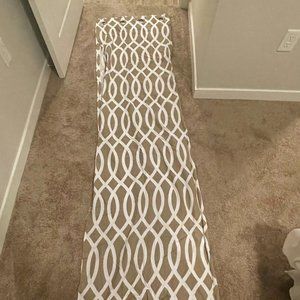 White and Tan window curtains